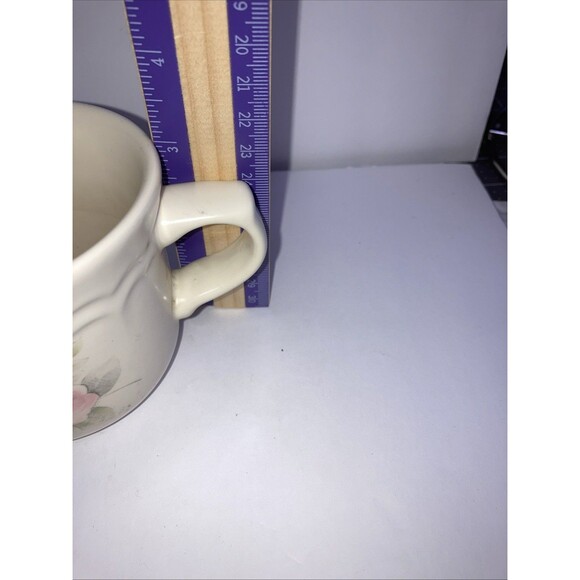 Set Of 5 Pfaltzgraff Tea Rose Ceramic Mugs 8 Oz Floral Design Ivory - Picture 5 of 5